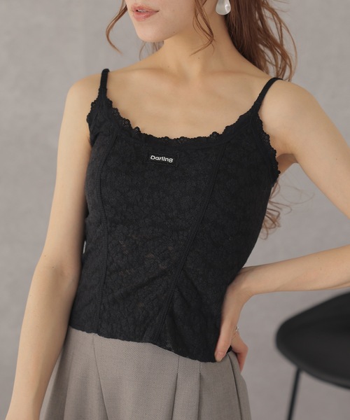 Lace Ladies(レースレディース)の「ボタニカル柄 レース フロントシーム コンパクト キャミソール(キャミソール・レディース・アイボリー/ブラック・FREE)」の8枚目の写真