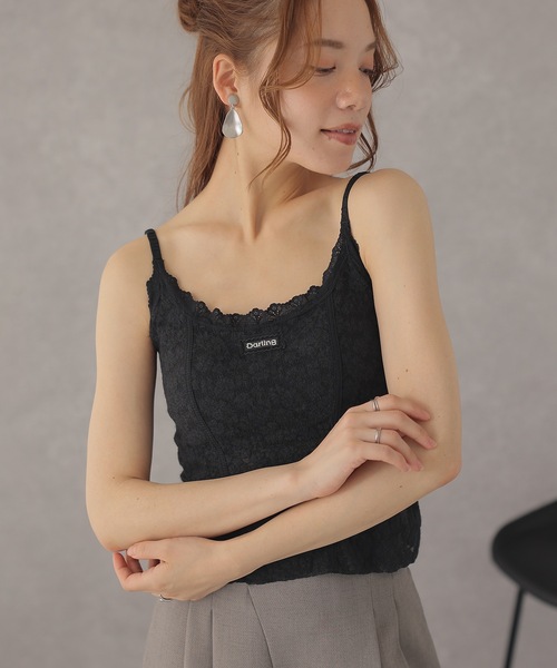 Lace Ladies(レースレディース)の「ボタニカル柄 レース フロントシーム コンパクト キャミソール(キャミソール・レディース・アイボリー/ブラック・FREE)」の9枚目の写真