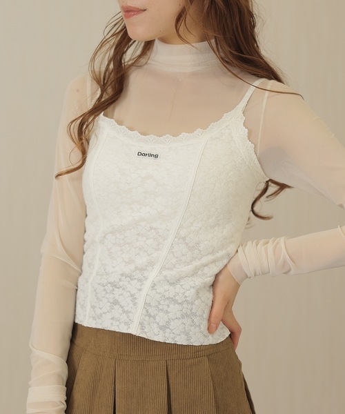 Lace Ladies(レースレディース)の「ボタニカル柄 レース フロントシーム コンパクト キャミソール(キャミソール・レディース・アイボリー/ブラック・FREE)」の11枚目の写真