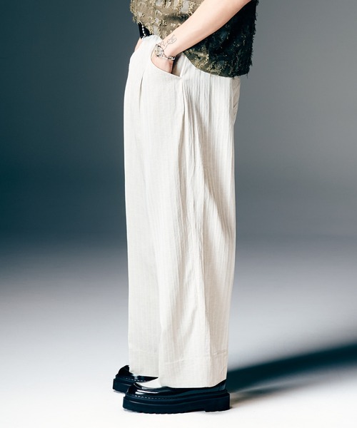 glamb（グラム）の「Stripe Jacquard Linen Pants / ストライプジャガードリネンパンツ（スラックス・メンズ・ホワイト/ブラック/ブルー・S/M/L）」の8枚目の写真