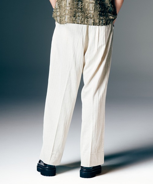 glamb（グラム）の「Stripe Jacquard Linen Pants / ストライプジャガードリネンパンツ（スラックス・メンズ・ホワイト/ブラック/ブルー・S/M/L）」の9枚目の写真