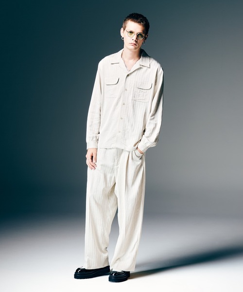 glamb（グラム）の「Stripe Jacquard Linen Pants / ストライプジャガードリネンパンツ（スラックス・メンズ・ホワイト/ブラック/ブルー・S/M/L）」の10枚目の写真