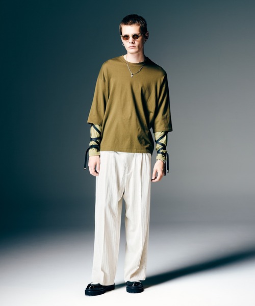 glamb（グラム）の「Stripe Jacquard Linen Pants / ストライプジャガードリネンパンツ（スラックス・メンズ・ホワイト/ブラック/ブルー・S/M/L）」の11枚目の写真