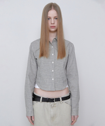 CHECK CROP SHIRTS [BEIGE]