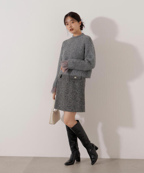 PROPORTION BODY DRESSING(プロポーションボディドレッシング)の「<ウォッシャブル>チュールスリーブボックスニット / 1216170004(ニット/セーター・レディース・グレー/ピンク/ホワイト系その他・FREE)」の9枚目の写真