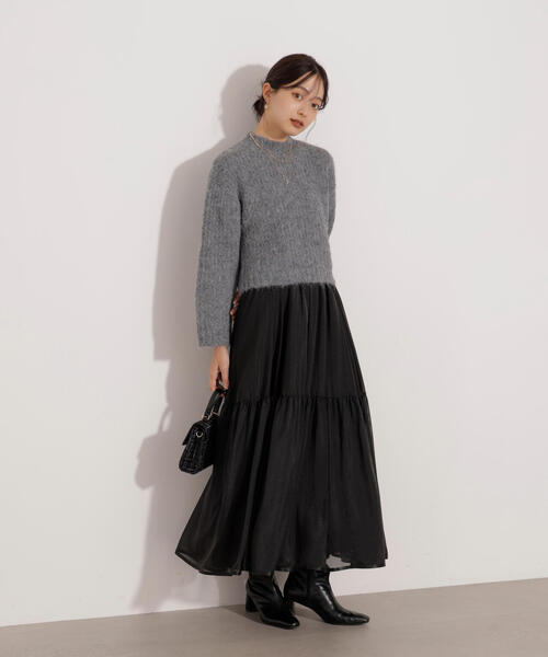 PROPORTION BODY DRESSING(プロポーションボディドレッシング)の「<ウォッシャブル>チュールスリーブボックスニット / 1216170004(ニット/セーター・レディース・グレー/ピンク/ホワイト系その他・FREE)」の14枚目の写真