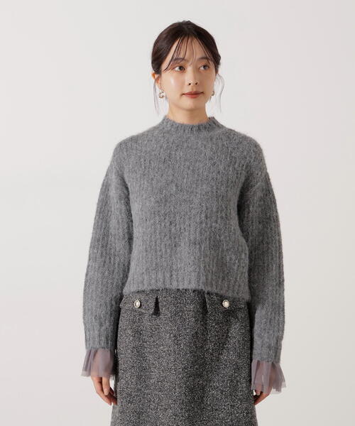 PROPORTION BODY DRESSING(プロポーションボディドレッシング)の「<ウォッシャブル>チュールスリーブボックスニット / 1216170004(ニット/セーター・レディース・グレー/ピンク/ホワイト系その他・FREE)」の16枚目の写真