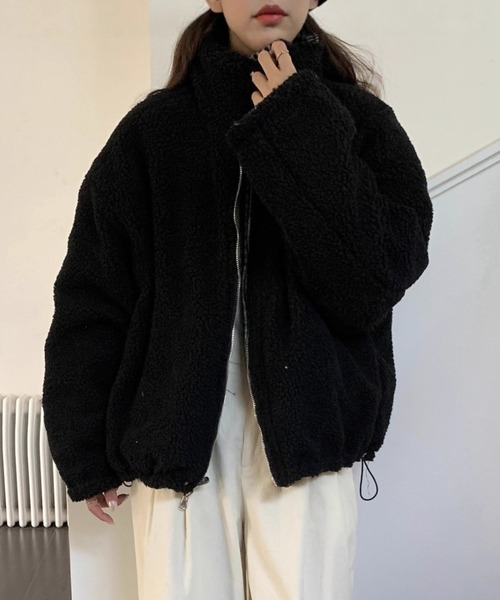 FREE STYLISTS(フリー スタイリスト)の「YUGA_YGMC 2-way boa check pattern blouson coat(ブルゾン・レディース・ブラック/ブラウン・FREE)」の1枚目の写真