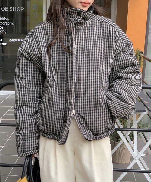 FREE STYLISTS(フリー スタイリスト)の「YUGA_YGMC 2-way boa check pattern blouson coat(ブルゾン・レディース・ブラック/ブラウン・FREE)」の7枚目の写真