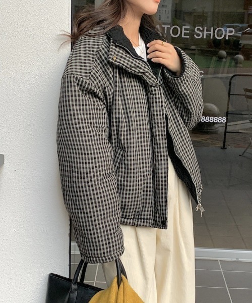 FREE STYLISTS(フリー スタイリスト)の「YUGA_YGMC 2-way boa check pattern blouson coat(ブルゾン・レディース・ブラック/ブラウン・FREE)」の16枚目の写真