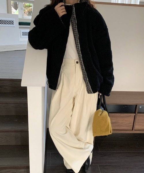 FREE STYLISTS(フリー スタイリスト)の「YUGA_YGMC 2-way boa check pattern blouson coat(ブルゾン・レディース・ブラック/ブラウン・FREE)」の11枚目の写真