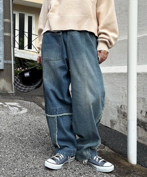 DOUBLE NAME（ダブルネーム）の「リビルドダブルデニムパンツ（デニムパンツ・レディース・ブラック系その他/インディゴブルー・FREE）」の2枚目の写真