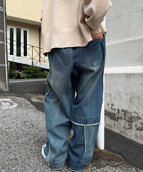 DOUBLE NAME（ダブルネーム）の「リビルドダブルデニムパンツ（デニムパンツ・レディース・ブラック系その他/インディゴブルー・FREE）」の6枚目の写真