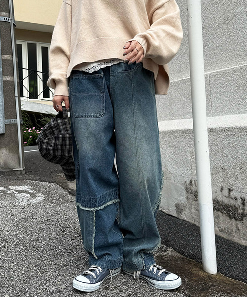 DOUBLE NAME（ダブルネーム）の「リビルドダブルデニムパンツ（デニムパンツ・レディース・ブラック系その他/インディゴブルー・FREE）」の7枚目の写真