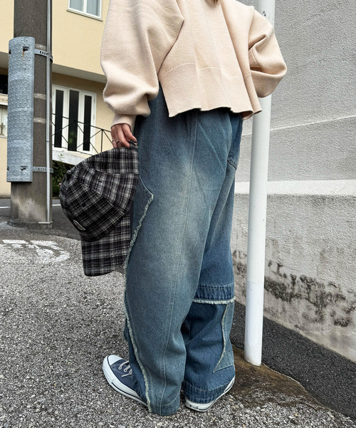 DOUBLE NAME（ダブルネーム）の「リビルドダブルデニムパンツ（デニムパンツ・レディース・ブラック系その他/インディゴブルー・FREE）」の9枚目の写真