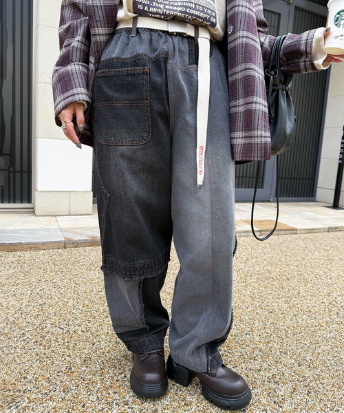 DOUBLE NAME（ダブルネーム）の「リビルドダブルデニムパンツ（デニムパンツ・レディース・ブラック系その他/インディゴブルー・FREE）」の10枚目の写真