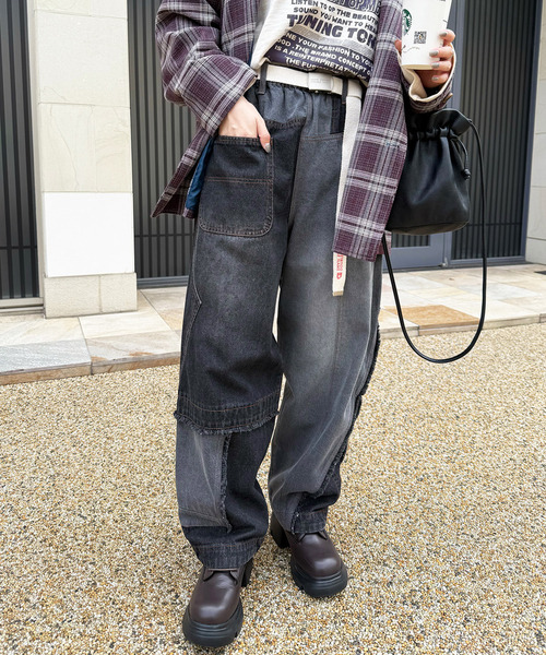 DOUBLE NAME（ダブルネーム）の「リビルドダブルデニムパンツ（デニムパンツ・レディース・ブラック系その他/インディゴブルー・FREE）」の11枚目の写真