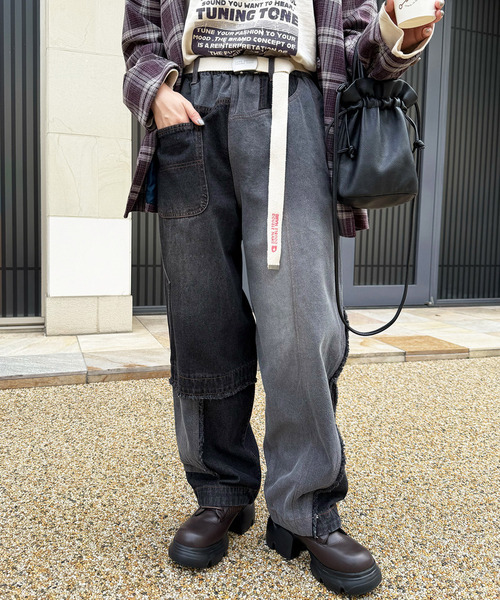 DOUBLE NAME（ダブルネーム）の「リビルドダブルデニムパンツ（デニムパンツ・レディース・ブラック系その他/インディゴブルー・FREE）」の12枚目の写真