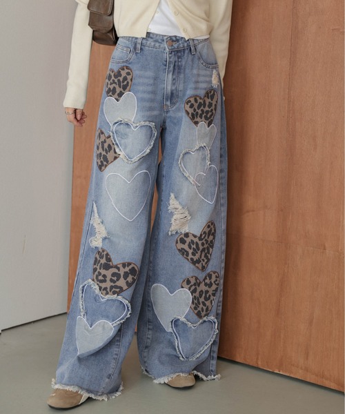 セール】ランダムハートデザイン デニムパンツ（デニムパンツ）｜AMELY