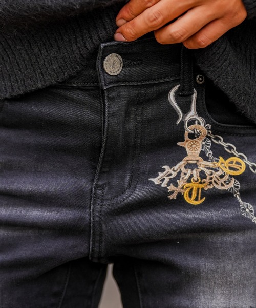 adamsJUGGLER（アダムスジャグラー）の「RTEG I/P デニムロングパンツ（デニムパンツ・メンズ・インディゴブルー/ブラック・S/M/L/XL/XXL）」の6枚目の写真