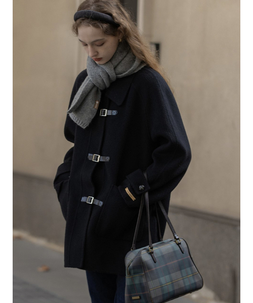 ジャケット・アウター CAEL handmade wool buckle short coat CAEL handmade wool buckle short coat_BLACK