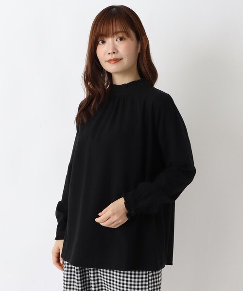 one'sterrace(ワンズテラス)の「ネルスタンドフリルブラウス(シャツ/ブラウス・レディース・アイボリー系8/その他/ブラック系8/ネイビー系5・02)」の1枚目の写真