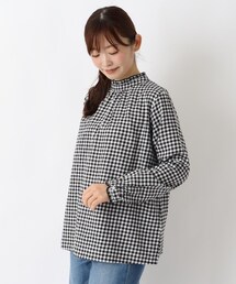 ネルスタンドフリルブラウス