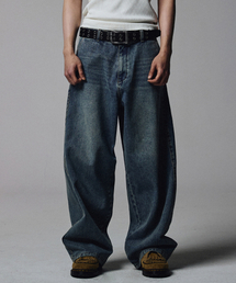 NOT4NERD(�m�b�g�t�H�[�i�[�h)��Curved Semi Wide Denim Pants - Deep Blue(�f�j���p���c)