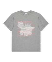 サウルスシルエットプリント半袖Tシャツメランジグレー