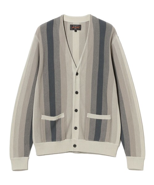 BEAMS PLUS（ビームスプラス）の「マルチ ストライプ カーディガン（カーディガン/ボレロ・メンズ・イエロー/グレー/グリーン・SMALL/X-LARGE/MEDIUM/LARGE）」の4枚目の写真