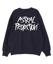 グラフィティレタリングオーバーサイズドロップショルダースウェット_ネイビー