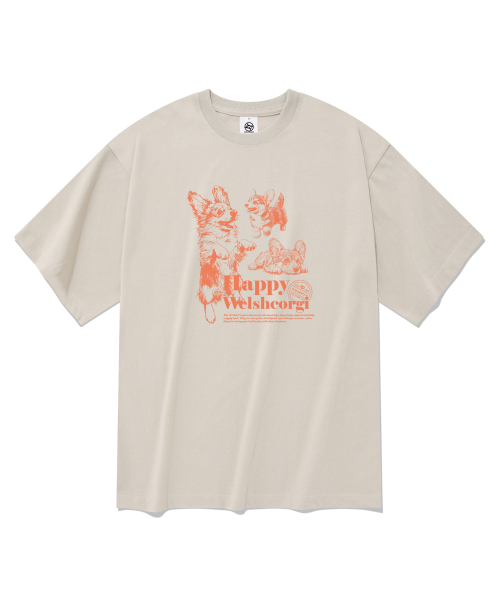 RADINEO(ラディネオ)の「ハッピーベルギーコーギー 半袖Tシャツ ベージュ(Tシャツ/カットソー・メンズ・その他・SMALL/MEDIUM/LARGE/X-LARGE)」の1枚目の写真