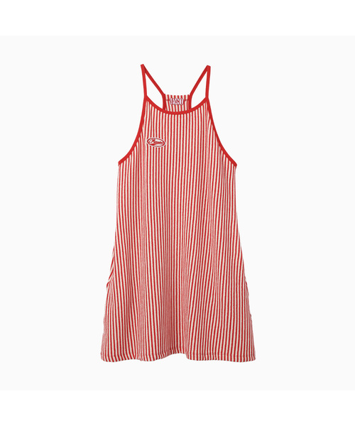 MENASOO(ミナス)の「MENASOO SUMMER STRIPE TERRY STRAP ONEPIECE_RED(ワンピース・レディース・レッド・F)」の1枚目の写真