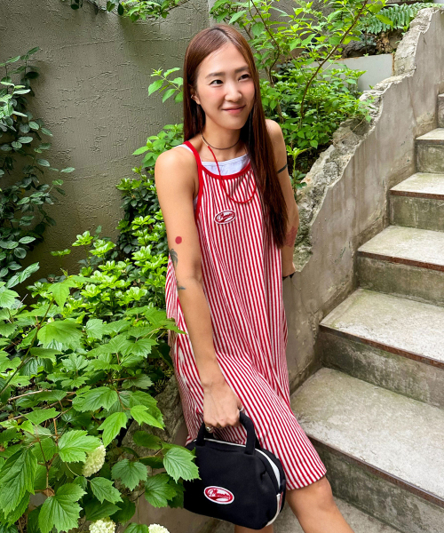 MENASOO(ミナス)の「MENASOO SUMMER STRIPE TERRY STRAP ONEPIECE_RED(ワンピース・レディース・レッド・F)」の2枚目の写真