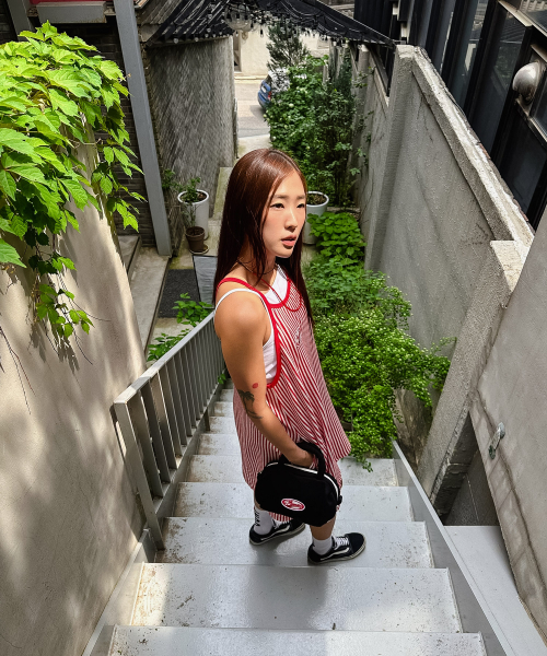 MENASOO(ミナス)の「MENASOO SUMMER STRIPE TERRY STRAP ONEPIECE_RED(ワンピース・レディース・レッド・F)」の6枚目の写真