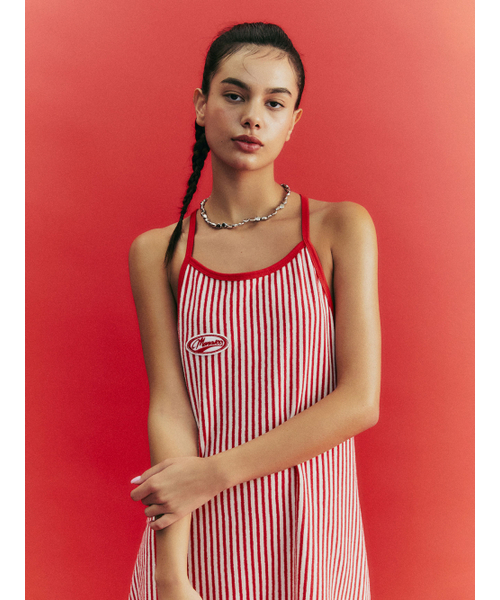 MENASOO(ミナス)の「MENASOO SUMMER STRIPE TERRY STRAP ONEPIECE_RED(ワンピース・レディース・レッド・F)」の12枚目の写真