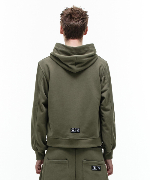 セール】Op. 07 BREED-BLACK HOOD-ZIP KHAKI（パーカー）｜OPUS 0012
