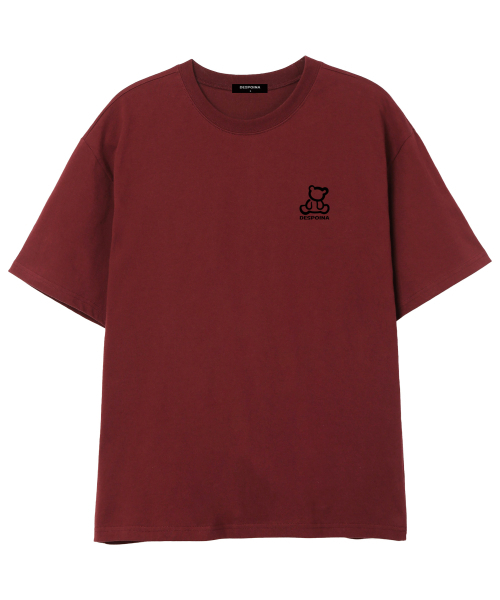 OUSE(オウズ)の「テディベアオーバーサイズ半袖Tシャツ (DS009) ワイン(Tシャツ/カットソー・レディース・その他・SMALL/MEDIUM/LARGE/X-LARGE/XX-LARGE)」の1枚目の写真