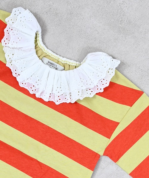 MARKEY'S（マーキーズ）の「レースフリルカラーボーダーロンティー（Tシャツ/カットソー・キッズ・レッド系その他/ピンク系その他/ブラック系その他・140/130/120/110/100/90/150）」の18枚目の写真