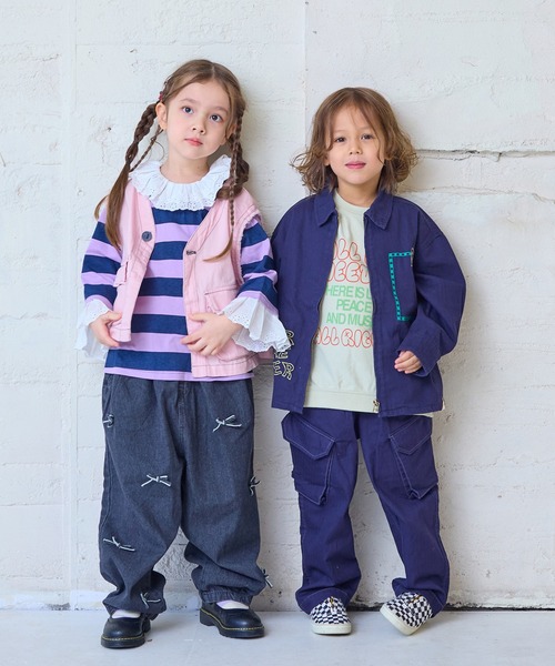 MARKEY'S（マーキーズ）の「レースフリルカラーボーダーロンティー（Tシャツ/カットソー・キッズ・レッド系その他/ピンク系その他/ブラック系その他・140/130/120/110/100/90/150）」の10枚目の写真