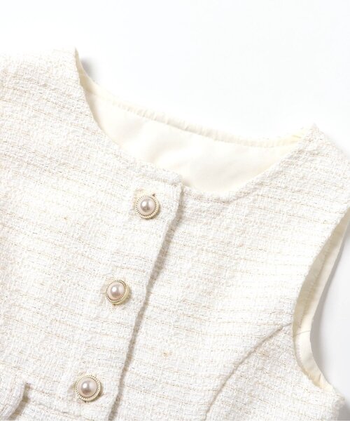 apres les cours（アプレレクール）の「ツイードペプラムセットアップ＿アプレレクールマシェリ（セットアップ・キッズ・アイボリー・90/100/110/120/130/140）」の5枚目の写真