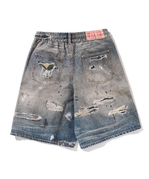 A BATHING APE(アベイシングエイプ)の「BAPE STA FAKE PRINT RELAXED FIT SHORTS(その他パンツ・メンズ・ブラック/ライトインディゴブルー・MEDIUM/X-LARGE/SMALL/XX-LARGE/LARGE)」の4枚目の写真