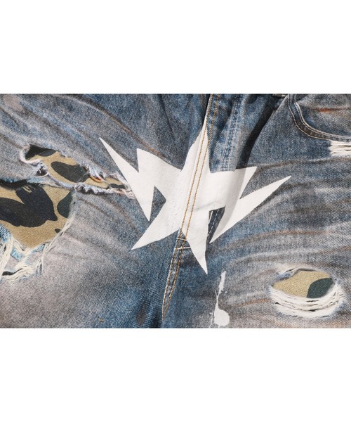 A BATHING APE(アベイシングエイプ)の「BAPE STA FAKE PRINT RELAXED FIT SHORTS(その他パンツ・メンズ・ブラック/ライトインディゴブルー・MEDIUM/X-LARGE/SMALL/XX-LARGE/LARGE)」の6枚目の写真