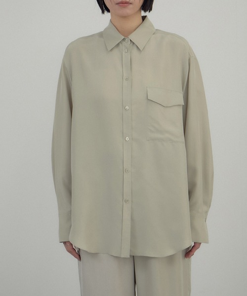 SALON adam et rope'（サロン アダム エ ロペ）の「[26SS]GENTLE SILK シャツ / セットアップ対応・洗える（シャツ/ブラウス・レディース・ベージュ系その他/ブラック・FREE）」の17枚目の写真