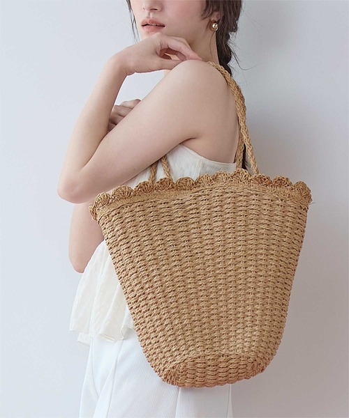 SEA かごバッグ ハンドバッグ トートバッグ キャメル ベージュ M F セール】選べる2typeかごバッグ（かごバッグ）｜SEA DRESS（シードレス