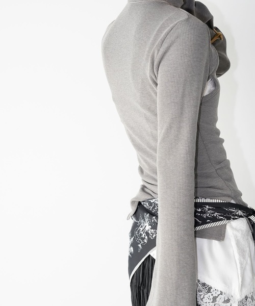 chuclla（チュクラ）の「カットアウト リブトップス chw26s038（Tシャツ/カットソー・レディース・ブラック/グレー/ホワイト・FREE）」の6枚目の写真