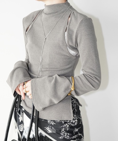 chuclla（チュクラ）の「カットアウト リブトップス chw26s038（Tシャツ/カットソー・レディース・ブラック/グレー/ホワイト・FREE）」の7枚目の写真