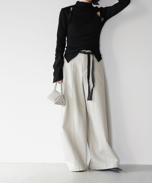 chuclla（チュクラ）の「カットアウト リブトップス chw26s038（Tシャツ/カットソー・レディース・ブラック/グレー/ホワイト・FREE）」の9枚目の写真