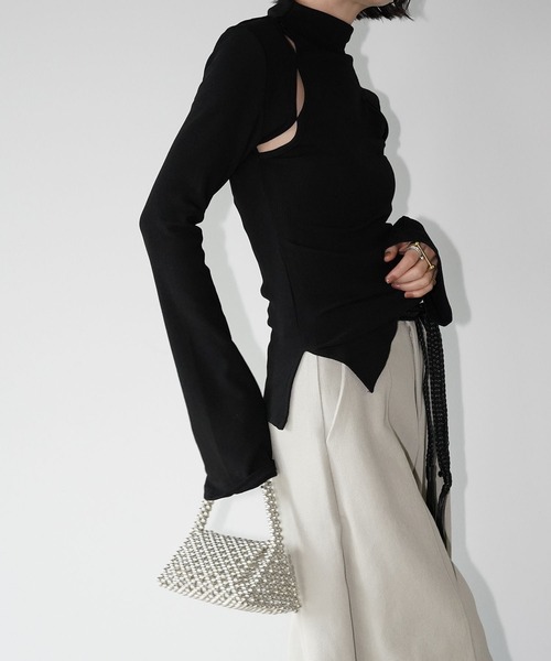 chuclla（チュクラ）の「カットアウト リブトップス chw26s038（Tシャツ/カットソー・レディース・ブラック/グレー/ホワイト・FREE）」の10枚目の写真