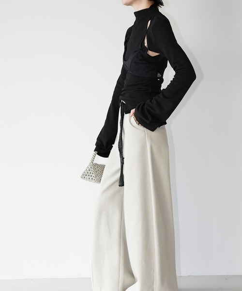 chuclla（チュクラ）の「カットアウト リブトップス chw26s038（Tシャツ/カットソー・レディース・ブラック/グレー/ホワイト・FREE）」の12枚目の写真